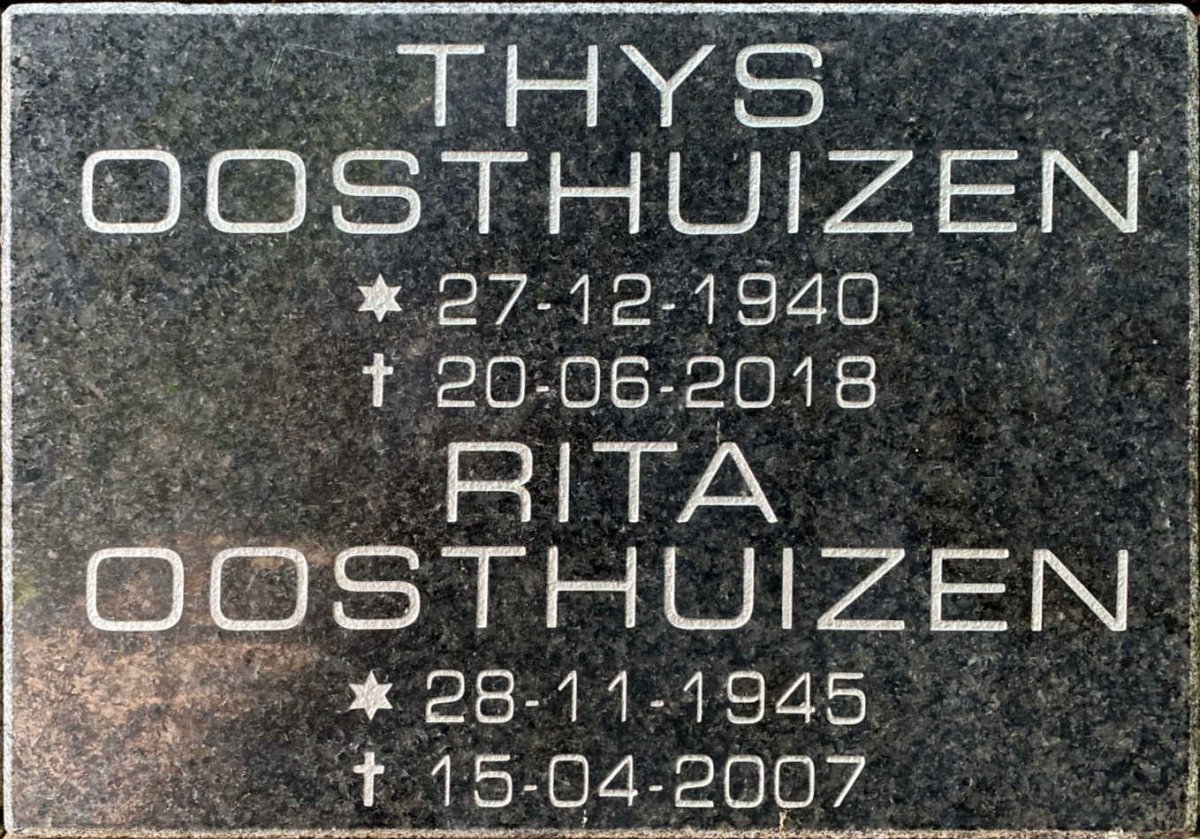 OOSTHUIZEN Thys 1940-2018 &amp; Rita 1945-2007