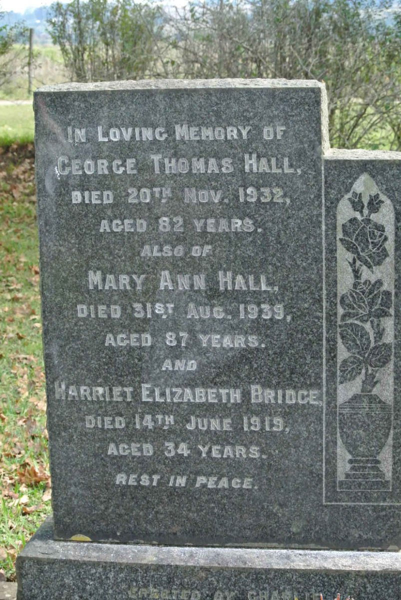 HALL George Thomas -1932 &amp; Mary Ann -1939 :: BRIDGE Harriet Elizabeth -1919