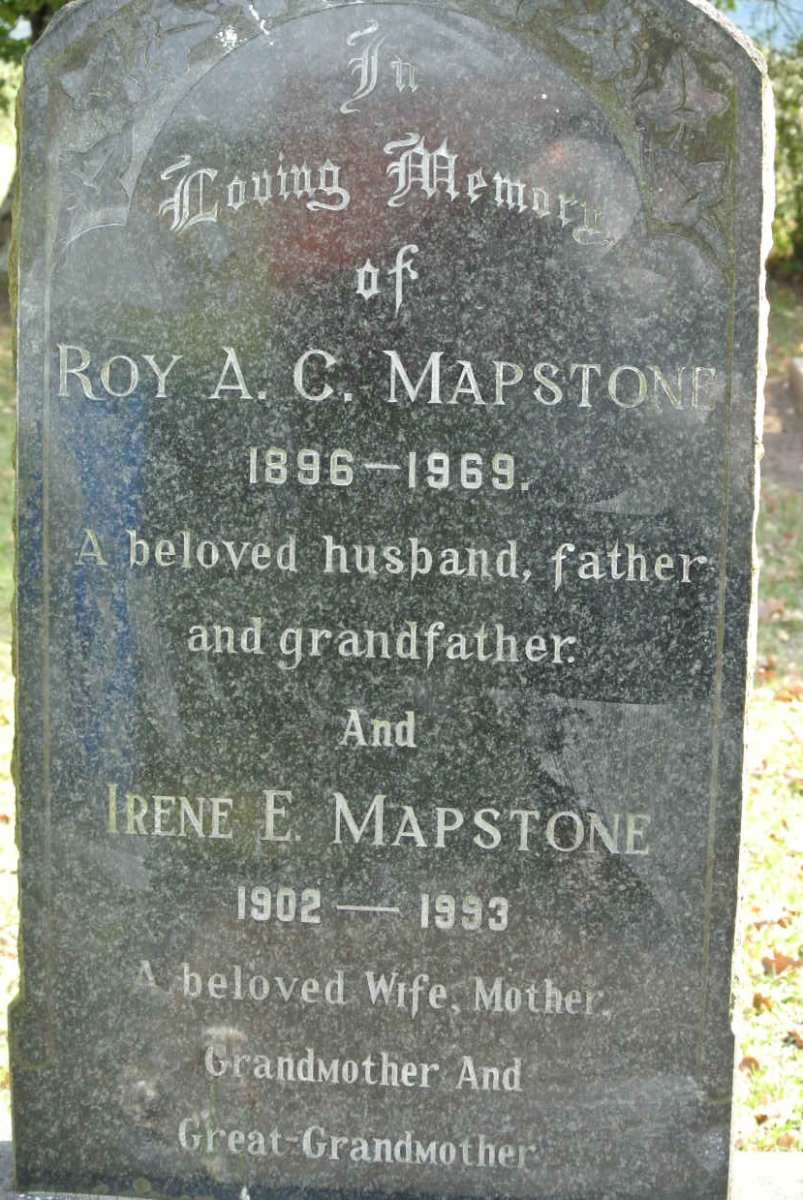 MAPSTONE Roy A.C. 1896-1969 &amp; Irene E. 1902-1993