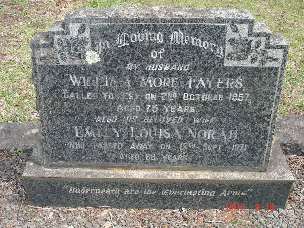FAYERS William More -1957 &amp; Emily Louisa Norah -1971