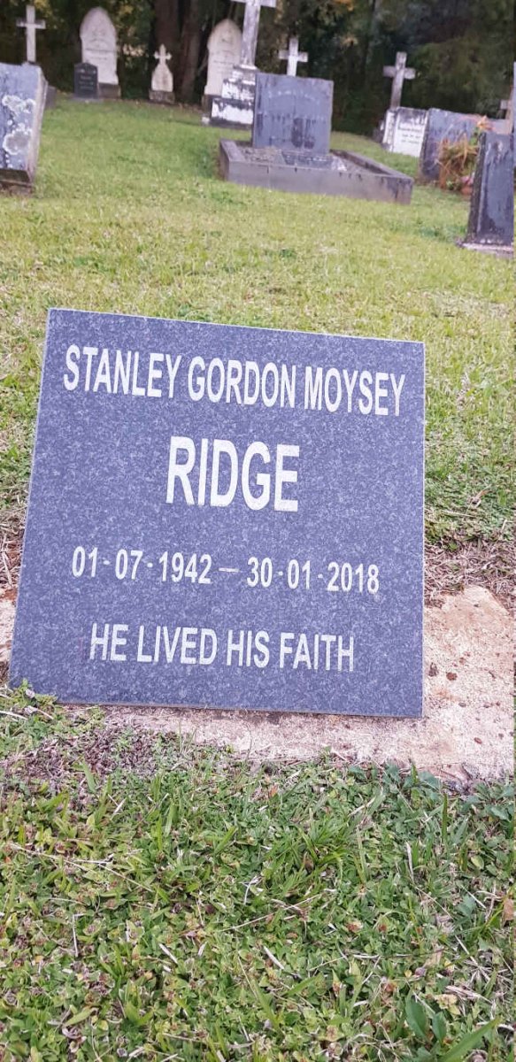 RIDGE Stanley Gordon Moysey 1942-2018