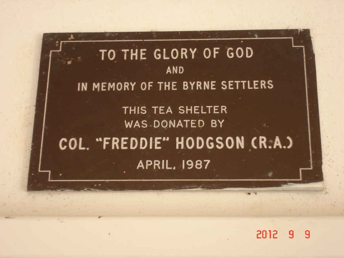 1. Tea Shelter Plaque - Col Freddie HODGSON - April 1987