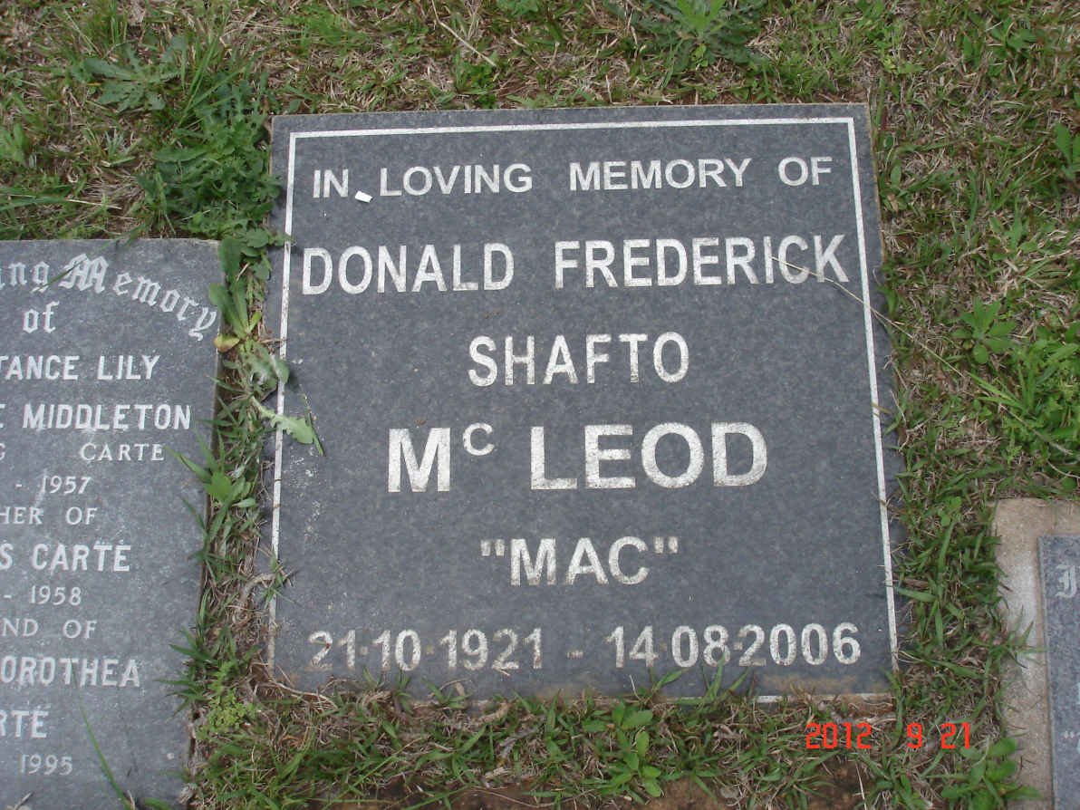 McLEOD Donald Frederick Shafto 1921-2006