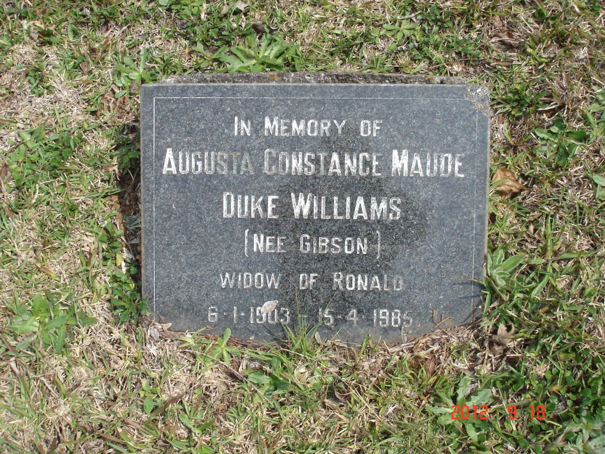 WILLIAMS Augusta Constance Maude Duke nee GIBSON 1903-1985