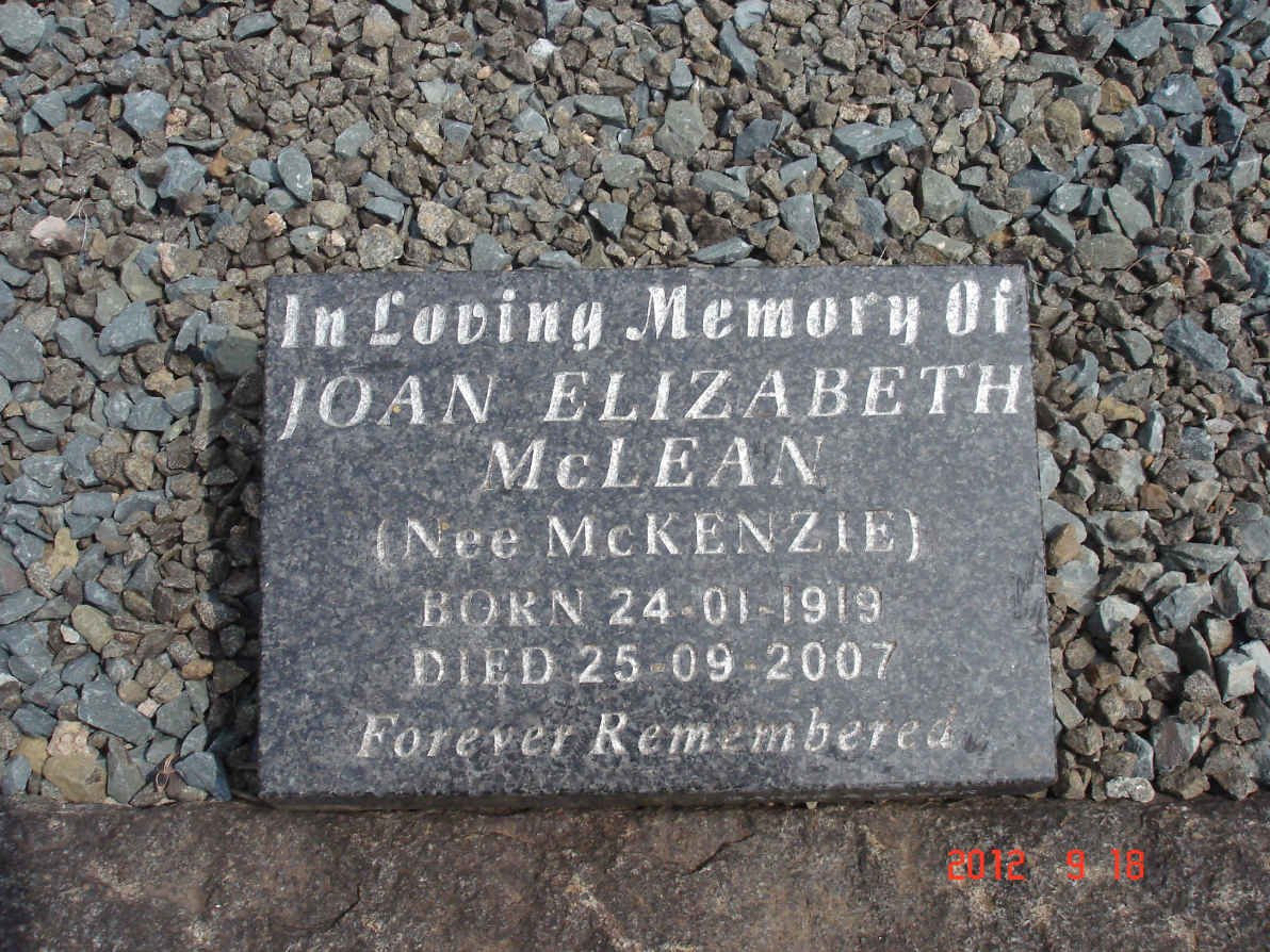 MCLEAN Joan Elizabeth nee MCKENZIE 1919-2007
