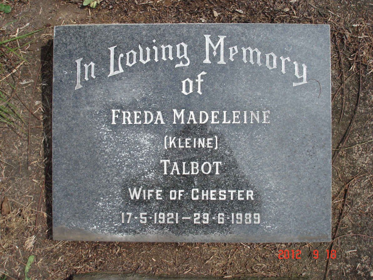 TALBOT Freda Madeleine 1921-1989