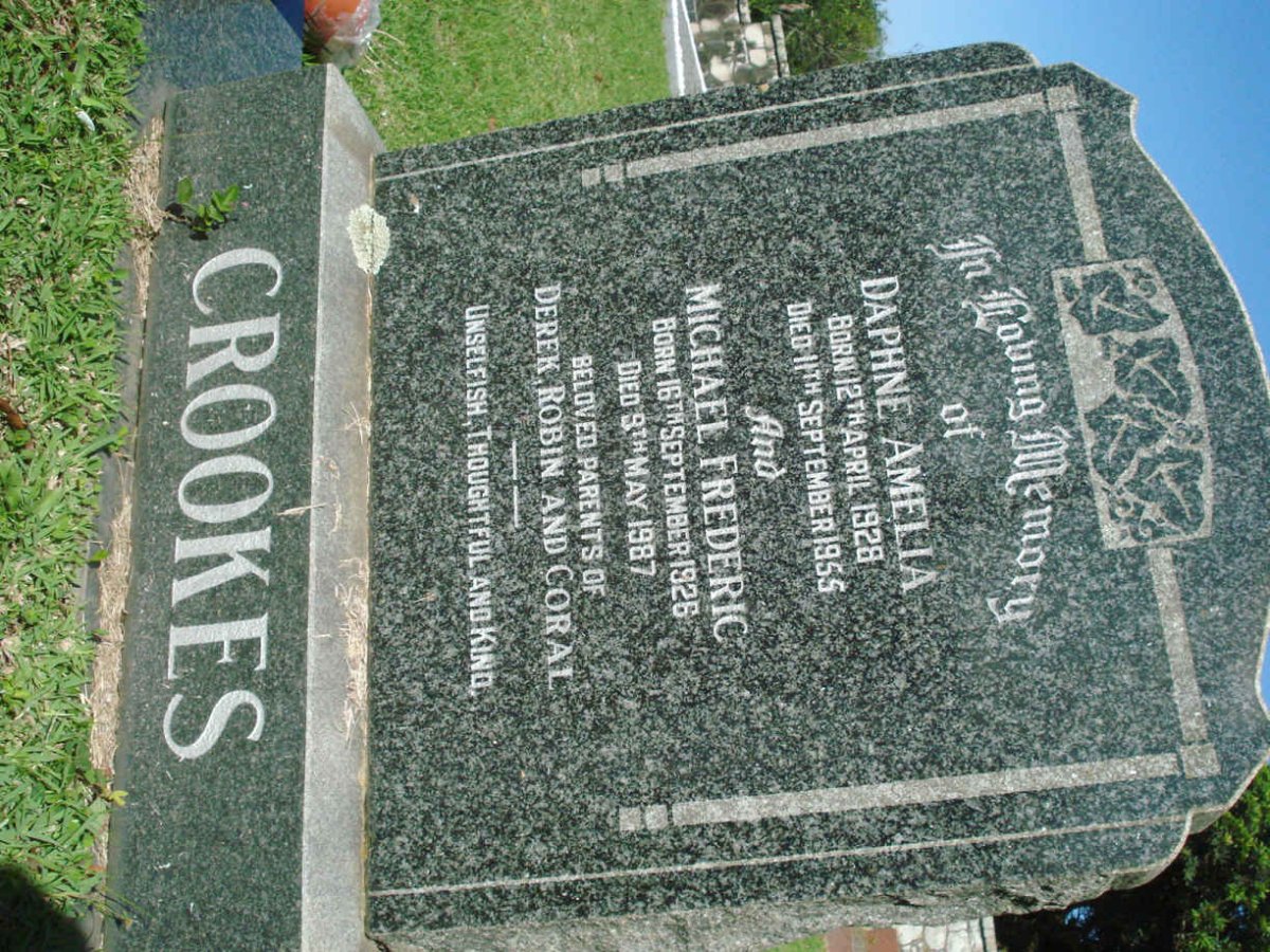 CROOKES Michael Frederic 1926-1987 &amp; Daphne Amelia 1928-1955
