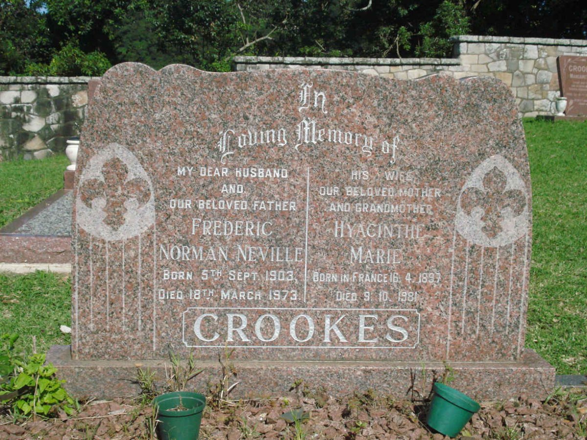 CROOKES Frederic Norman Neville 1903-1973 &amp; Hyacinthe Marie 1897-1981