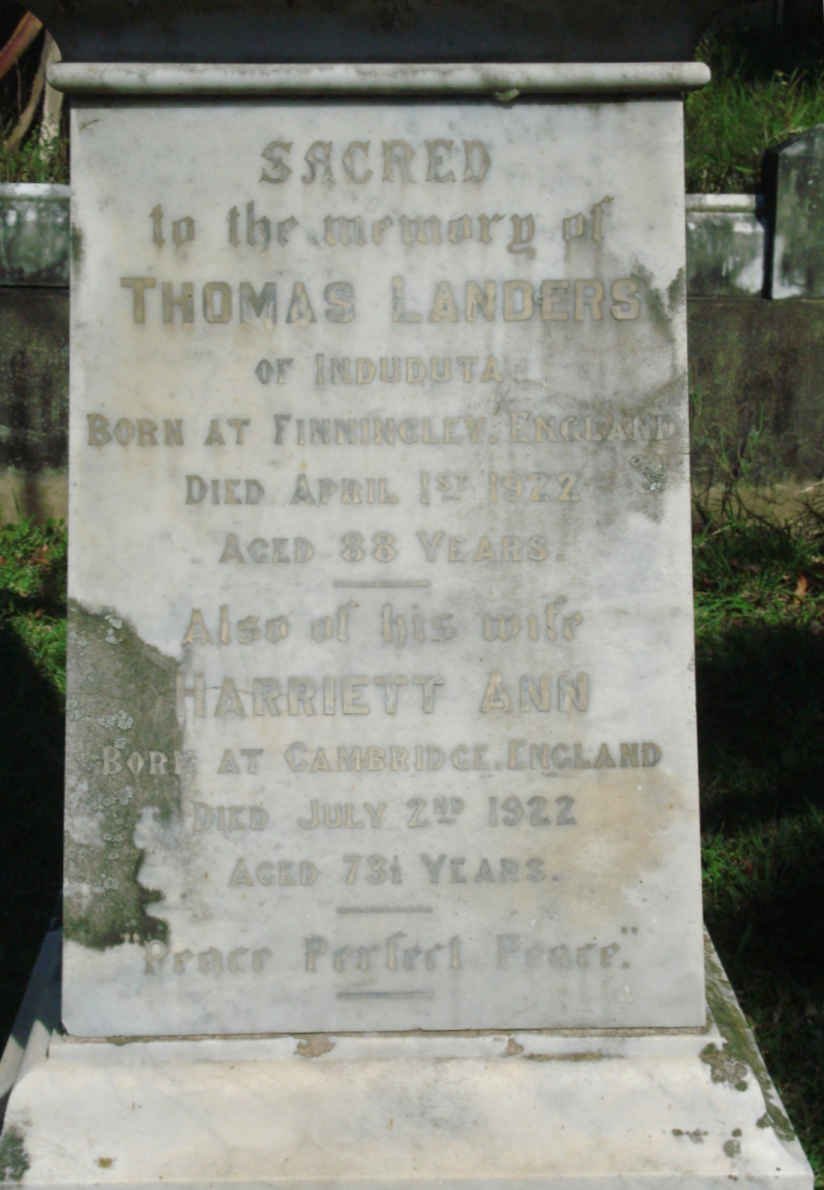 LANDERS Thomas -1922 &amp; Harriet Ann -1922