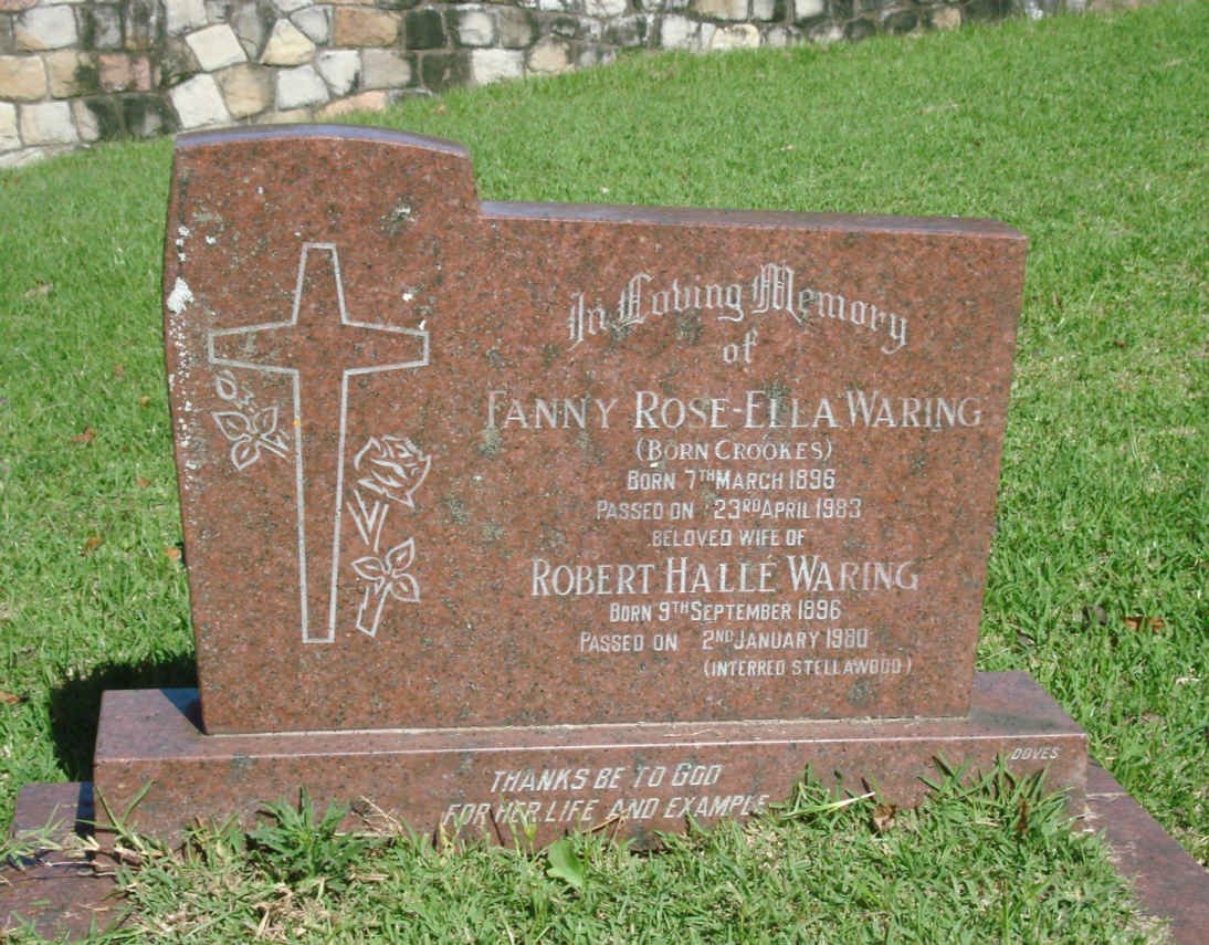 WARING Robert Hallé 1896-1980 &amp; Fanny Rose Ella CROOKES 1896-1983