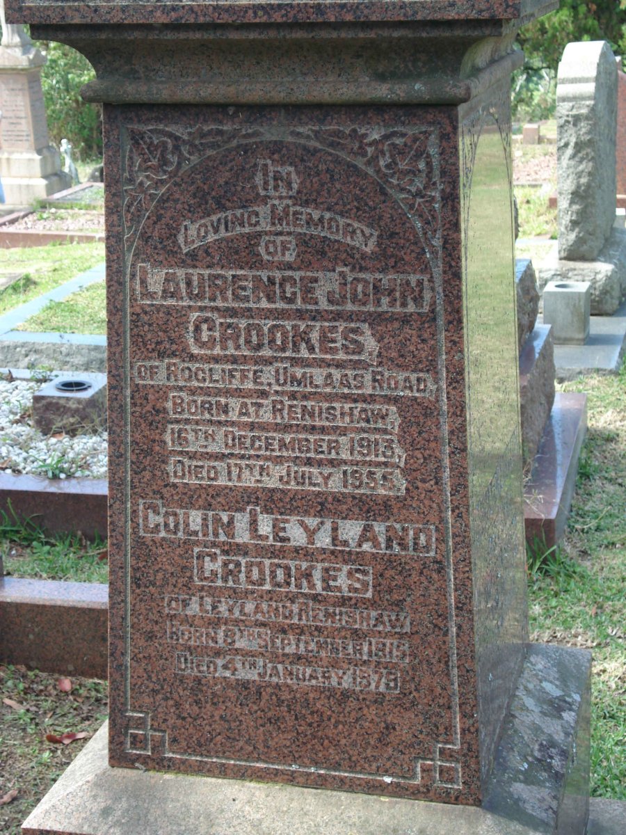 CROOKES Laurence John 1913-1955 :: CROOKES Colin Leyland 1815-1879