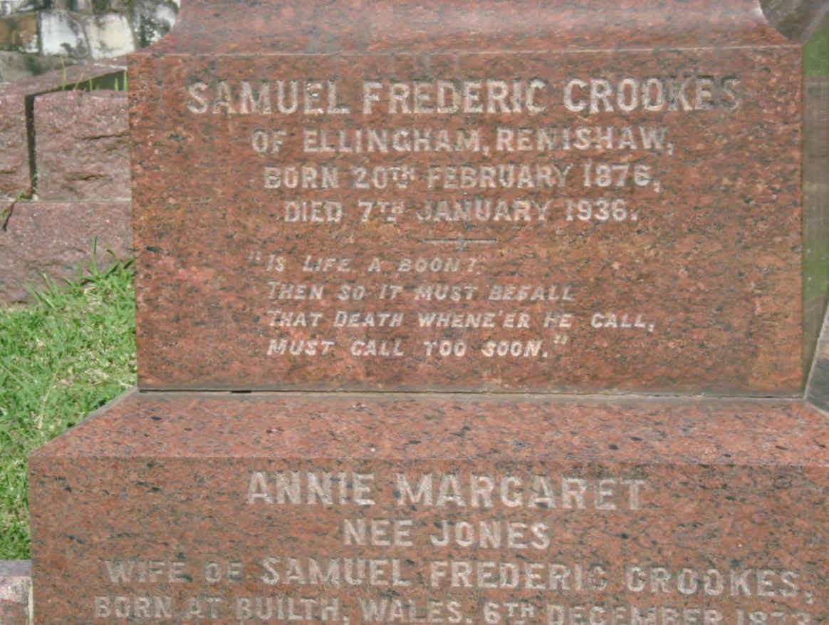 CROOKES Samuel Frederic 1876-1936