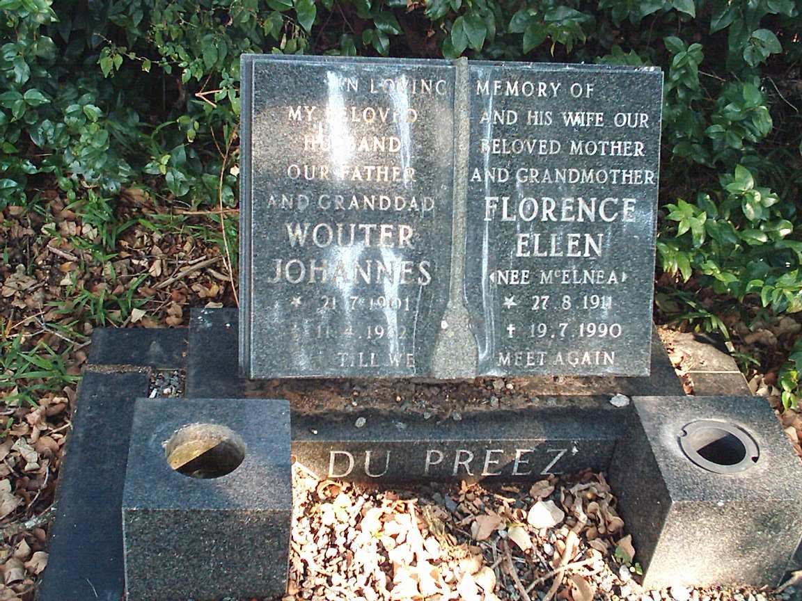 PREEZ Wouter Johannes, du 1901-19?2 &amp; Florence Ellen McELNEA 1911-1990