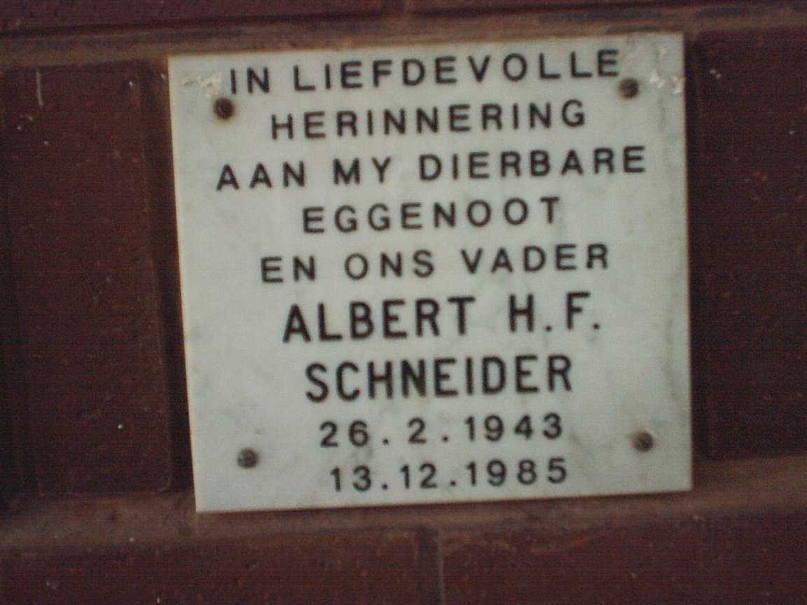 SCHNEIDER Albert H.F. 1943-1985