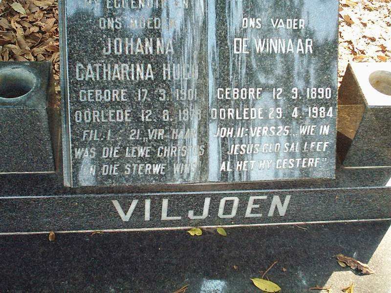 VILJOEN De Winnaar 1890-1984 &amp; Johanna Catharina HUGO 1901-1978