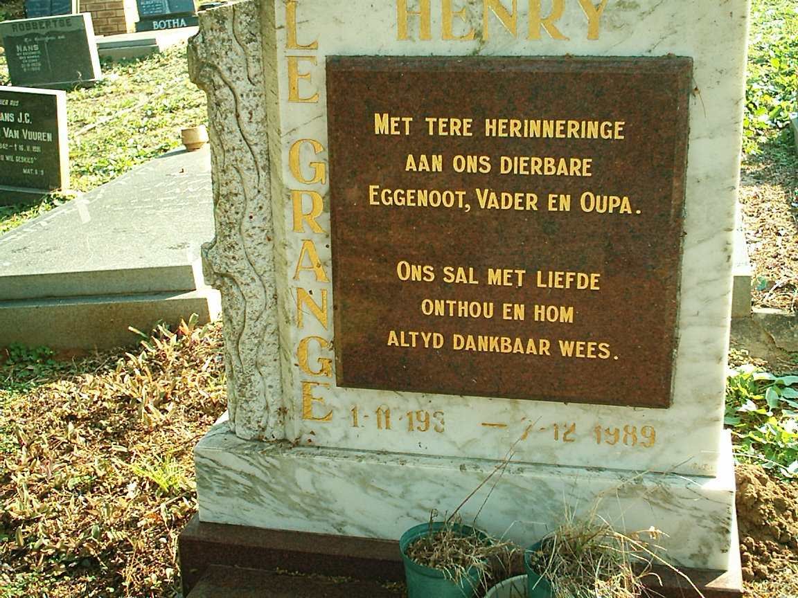 GRANGE Henry, le 193?-1989
