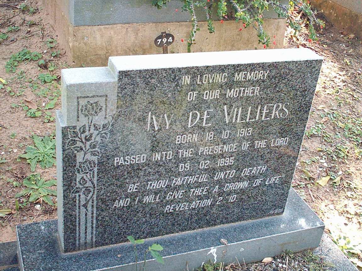 VILLIERS Ivy, de 1913-1995