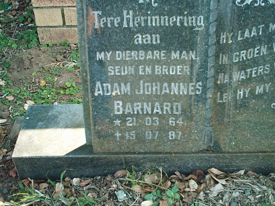 BARNARD Adam Johannes 1964-1987