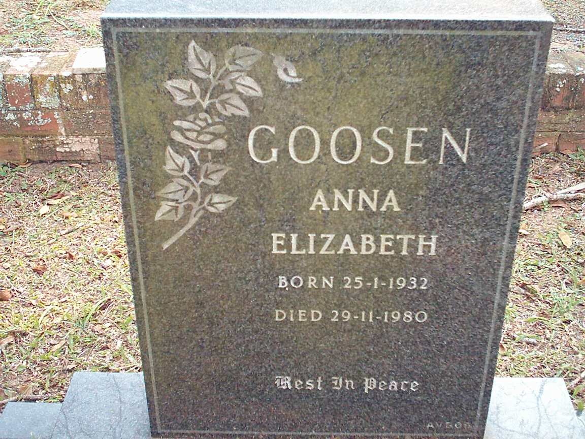 GOOSEN Anna Elizabeth 1932-1980