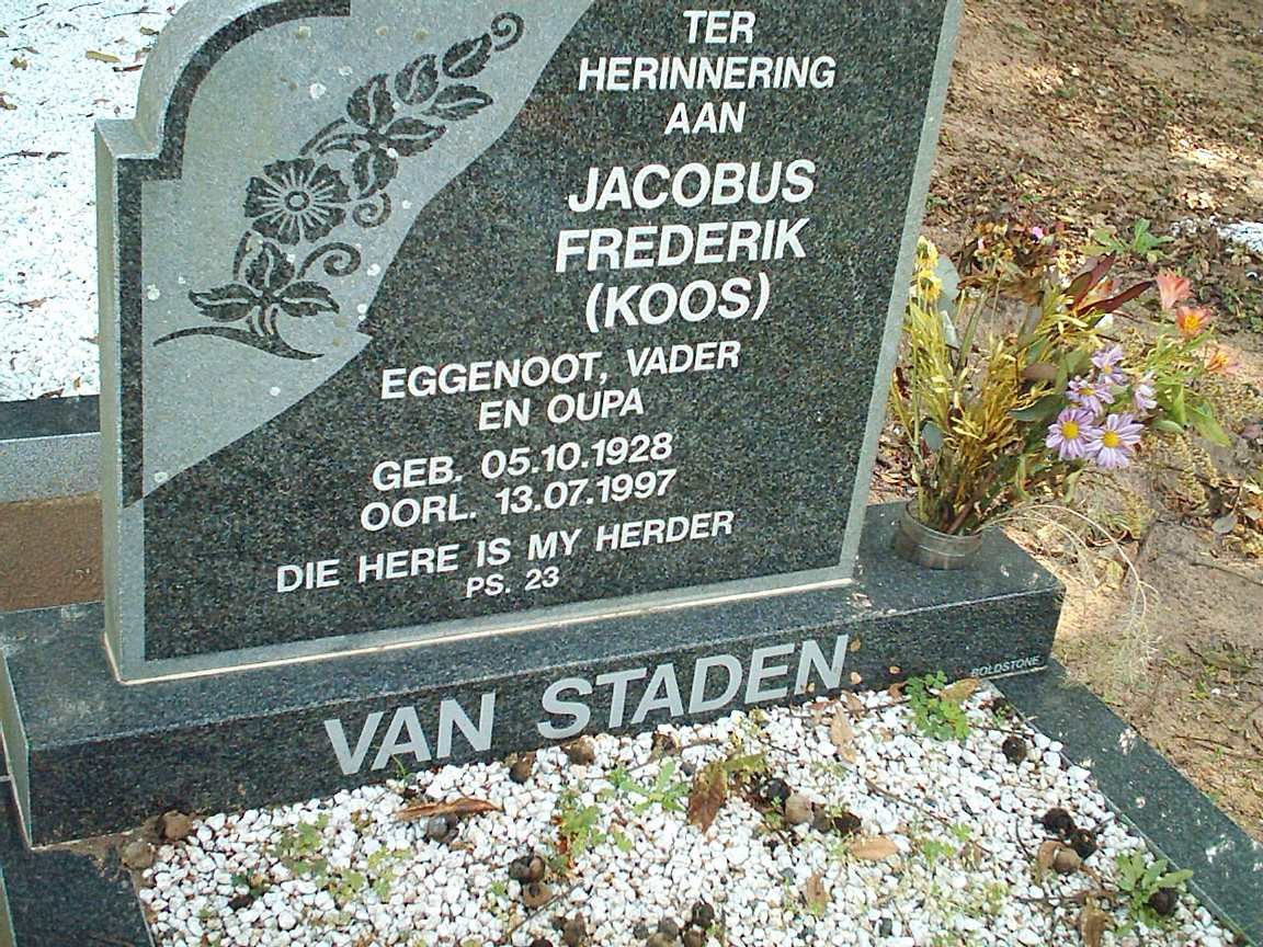 STADEN Jacobus Frederik, van 1928-1997