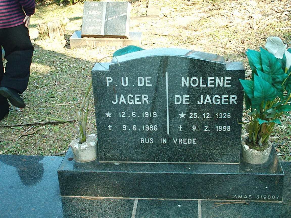 JAGER P.U., de 1919-1986 &amp; Nolene 1926-1998