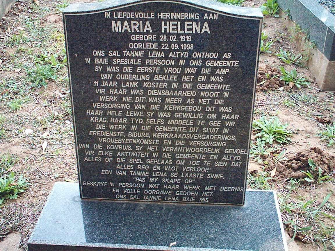 MERWE Maria Helena, van der 1919-1998