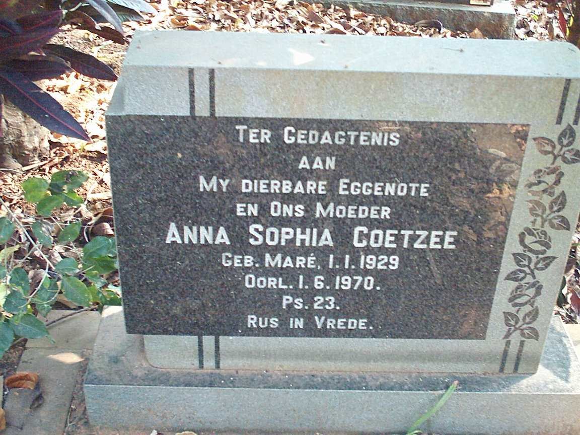 COETZEE Anna Sophia nee MARÉ 1929-1970
