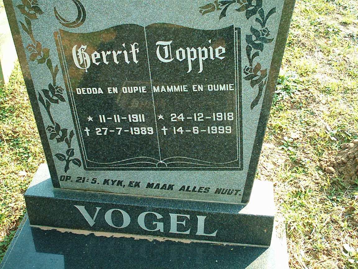 VOGEL Gerrit 1911-1989 &amp; Toppie 1918-1999