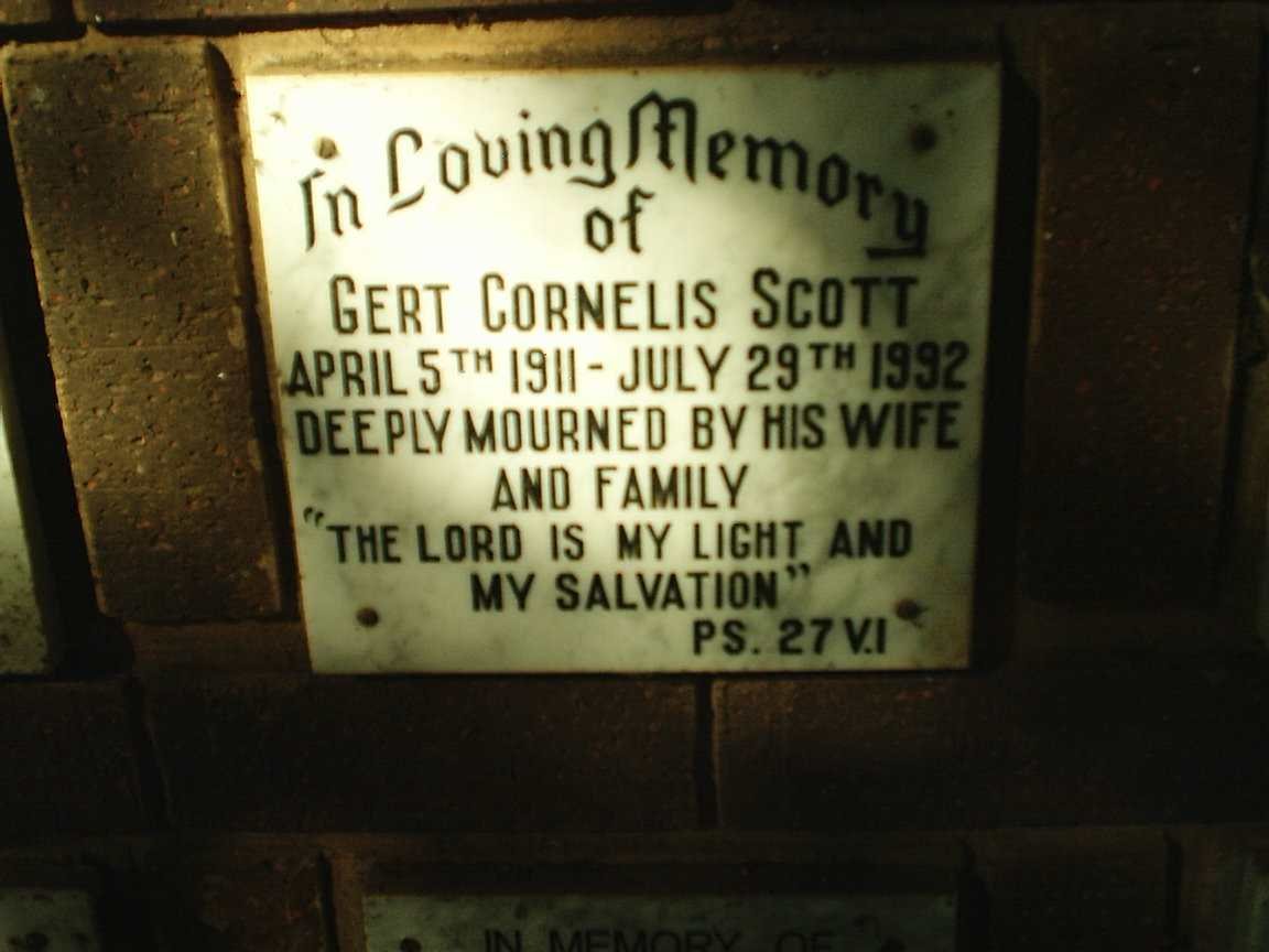 SCOTT Gert Cornelis 1911-1992