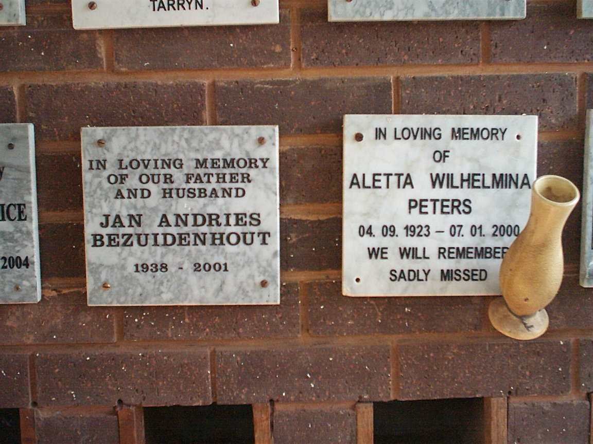 PETERS Aletta Wilhelmina 1923-2000