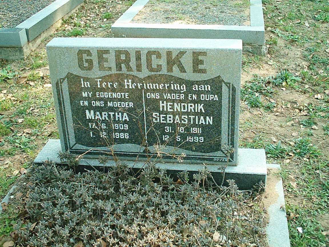 GERICKE Hendrik Sebastian 1911-1999 &amp; Martha 1909-1986