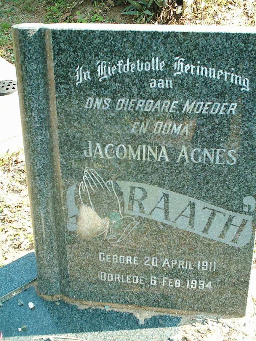 RAATH Jacomina Agnes 1911-1994