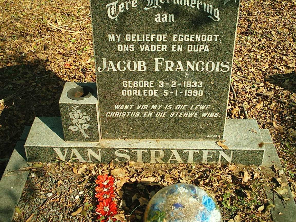 STRATEN Jacob Francois, van 1933-1990