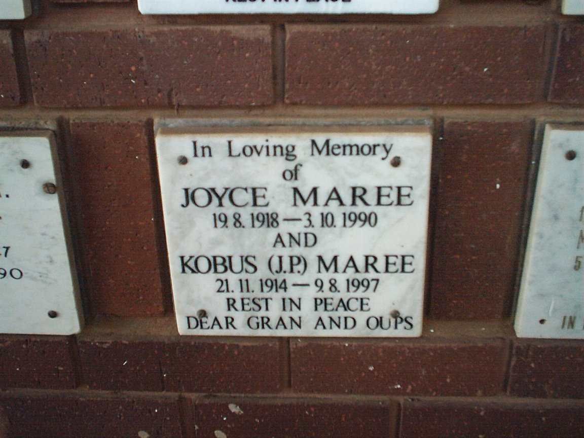 MAREE Kobus J.P. 1914-1997 &amp; Joyce 1918-1990