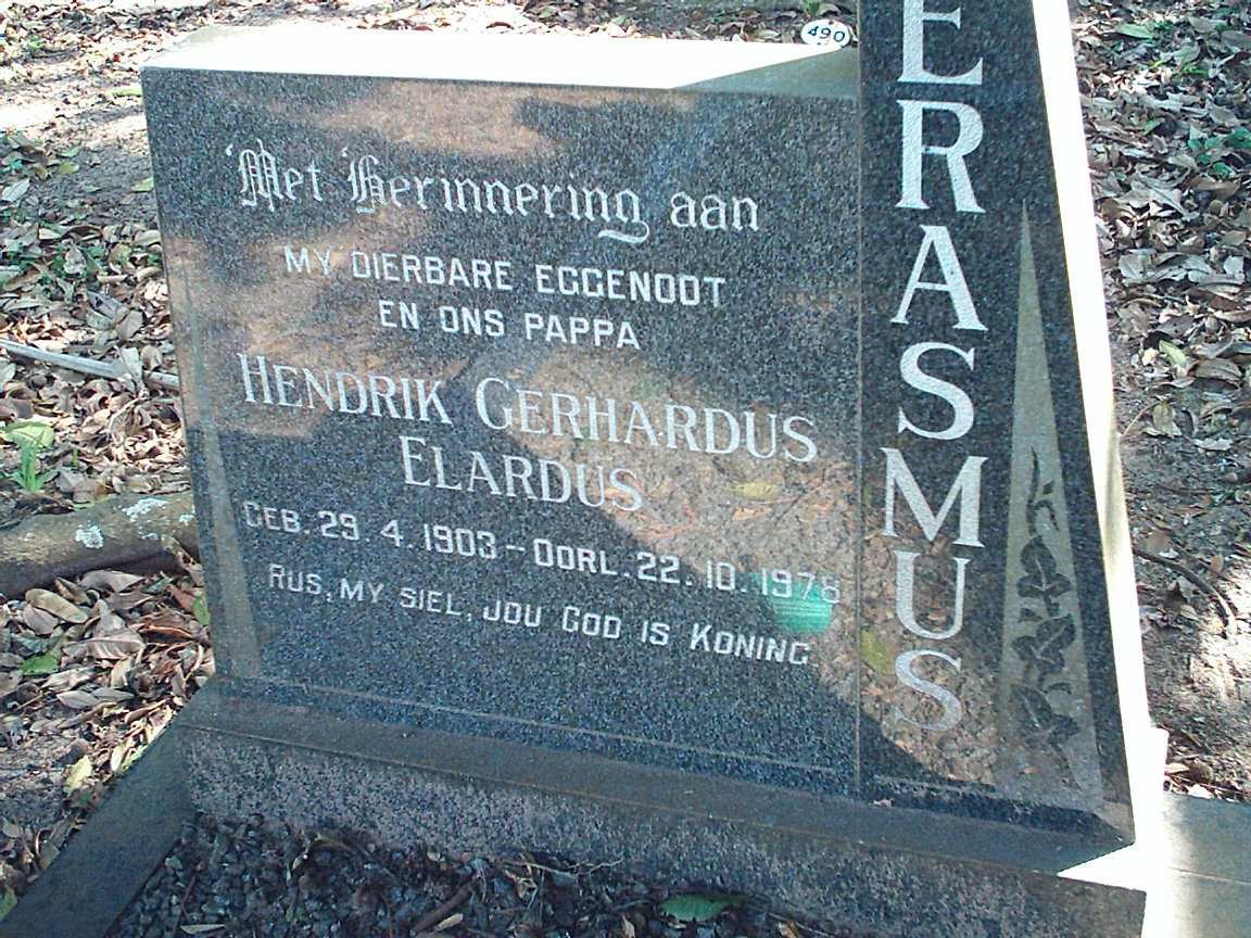 ERASMUS Hendrik Gerhardus Elardus 1903-1978