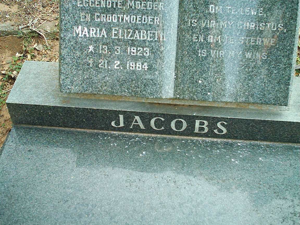 JACOBS Maria Elizabeth 1923-1984