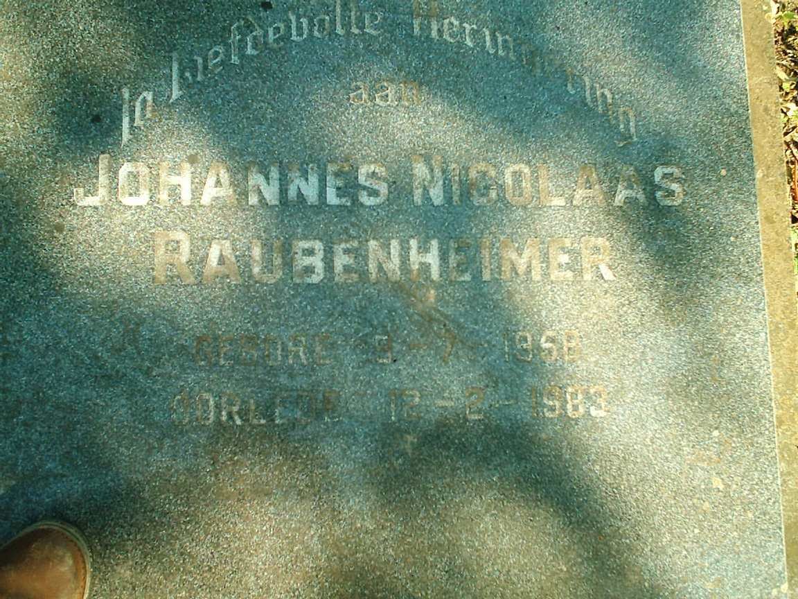 RAUBENHEIMER Johannes Nicolaas 1958-1983