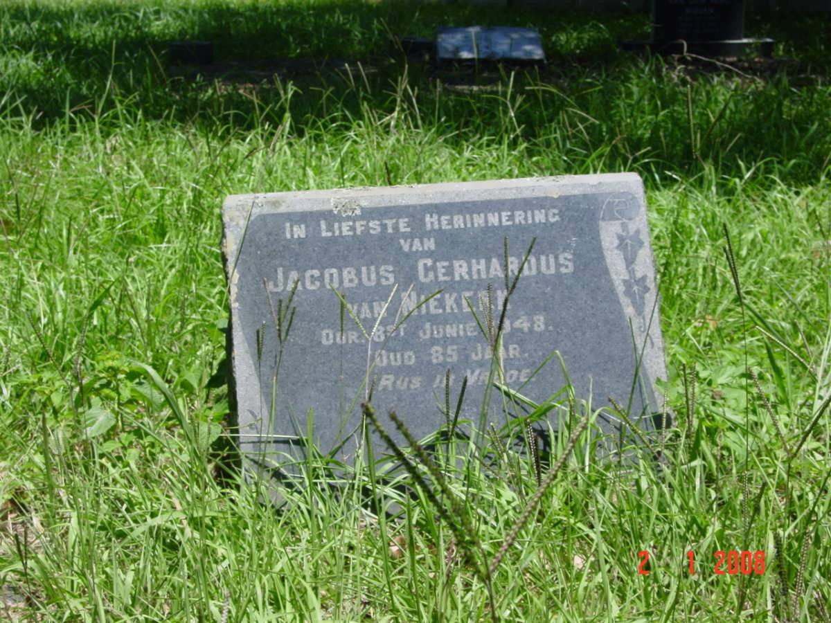 NIEKERK Jacobus Gerhardus, van  -1948 