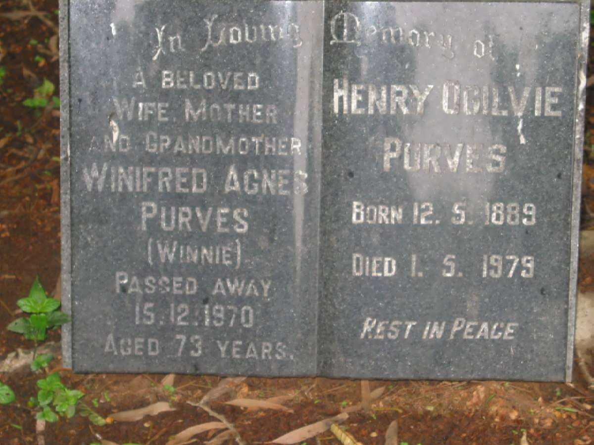 PURVES Henry Ogilvie 1889-1979 &amp; Winifred Agnes -1970