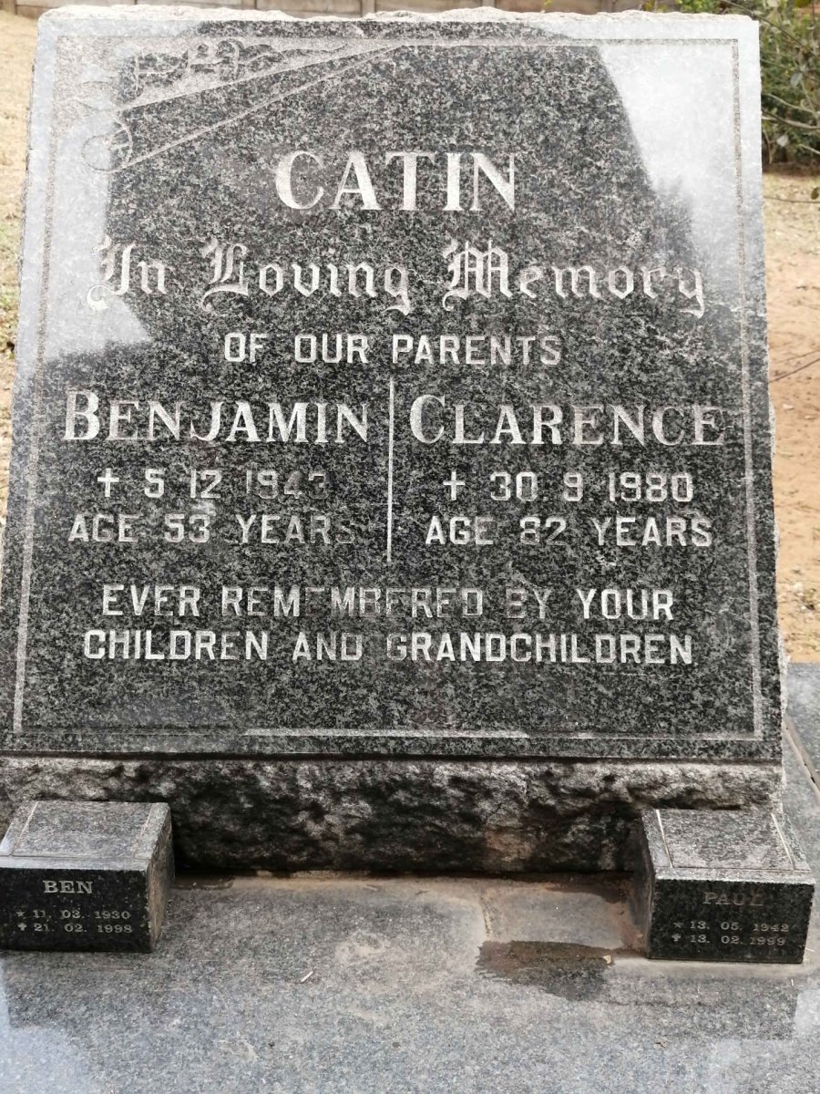 CATIN Benjamin -1943 &amp; Clarence -1980 :: CATIN Ben 1930-1998 :: CATIN Paul 1942-1999