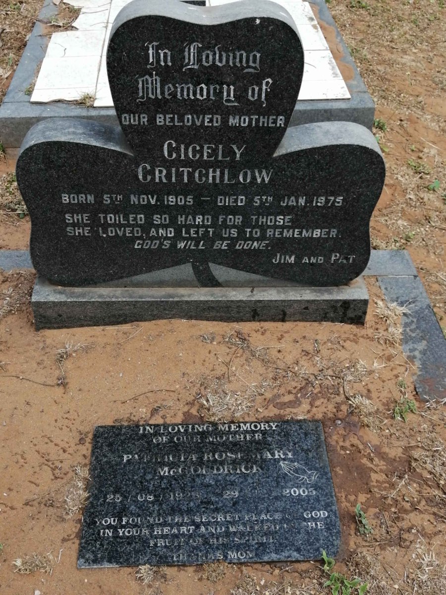 CRITCHLOW Cicely 1905-1975 :: McGOLDRICK Patricia Rosemary 1928-2005