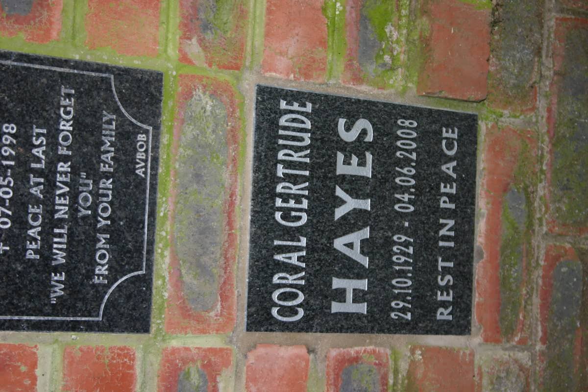 HAYES Coral Gertrude 1929-2008