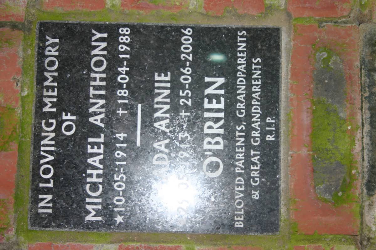 O'BRIEN Michael Anthony 1914-1988 &amp; ?ada Annie 1913-2006