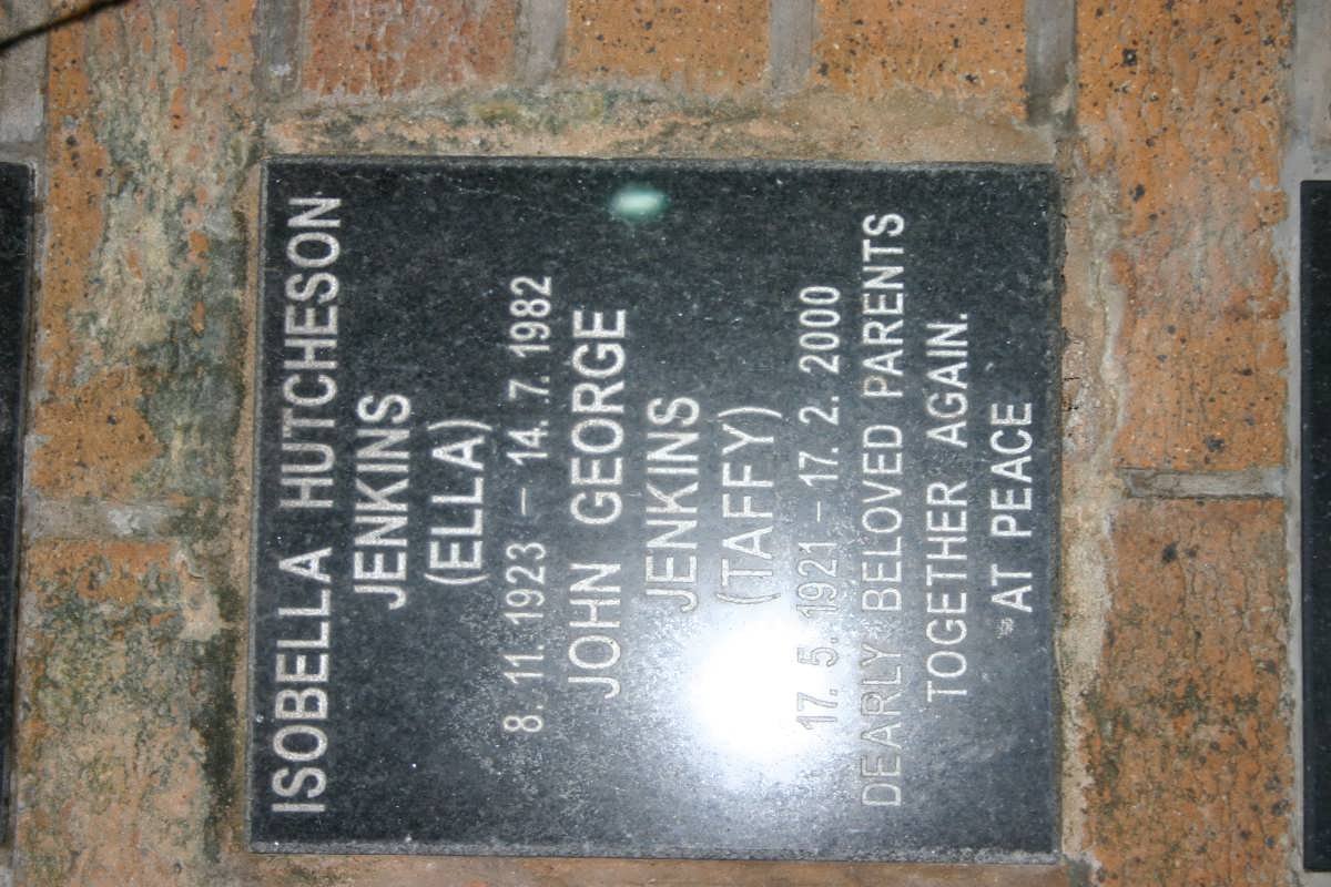 JENKINS John Geirge 1921-2000 &amp; Isobella Hutcheson 1923-1982