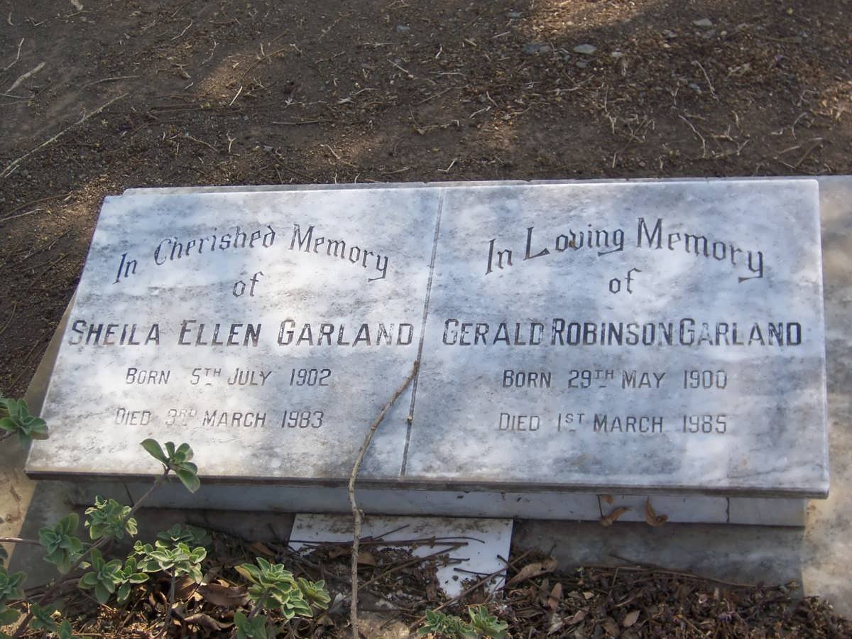 GARLAND Gerald Robinson 1900-1985 &amp; Sheila Ellen 1902-1983