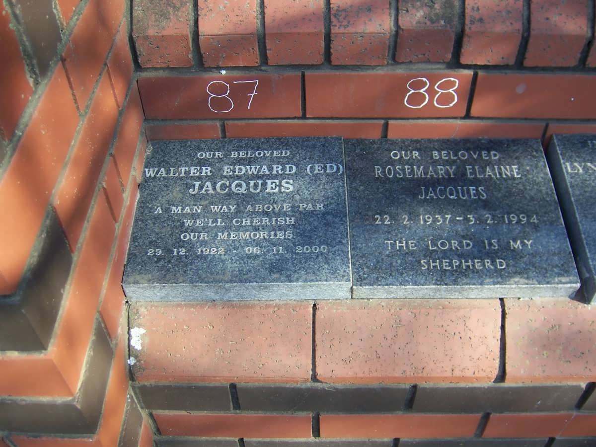 JACQUES Walter Edward 1922-2000 &amp; Rosemary Elaine 1937-1994