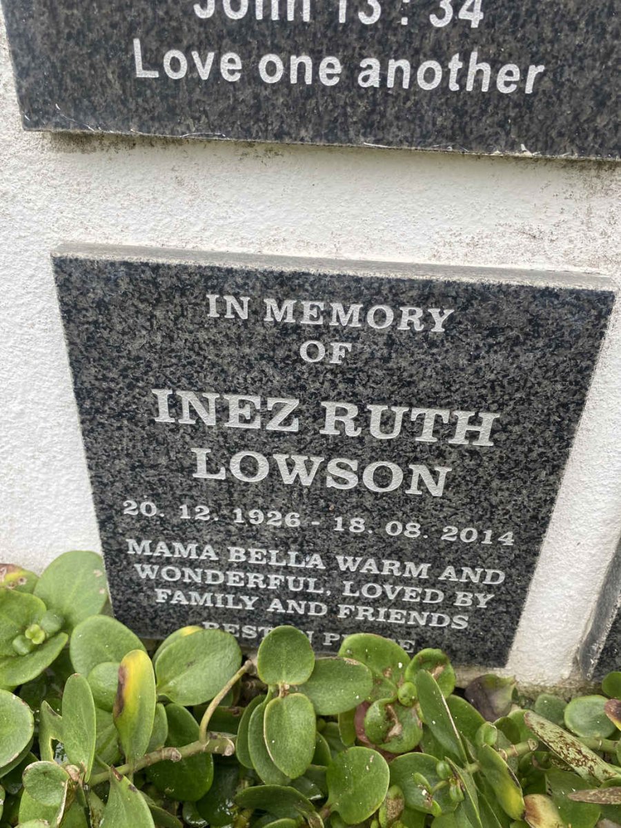 LOWSON Inez Ruth 1926-2014