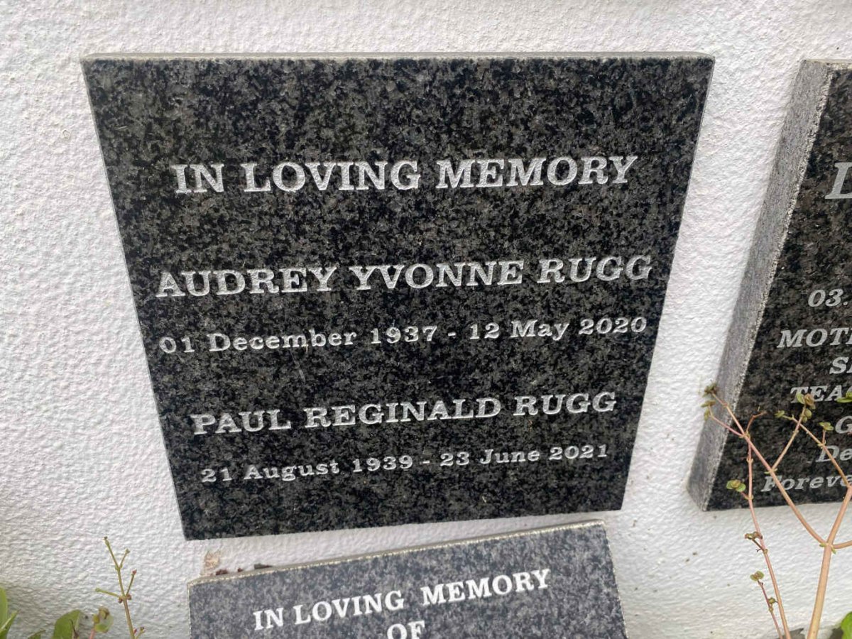 RUGG Paul Reginald 1939-2021 & Audrey Yvonne 1937-2020