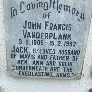 VANDERPLANK John Francis 1905-1993