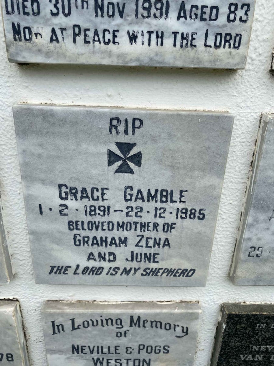 GAMBLE Grace 1891-1986